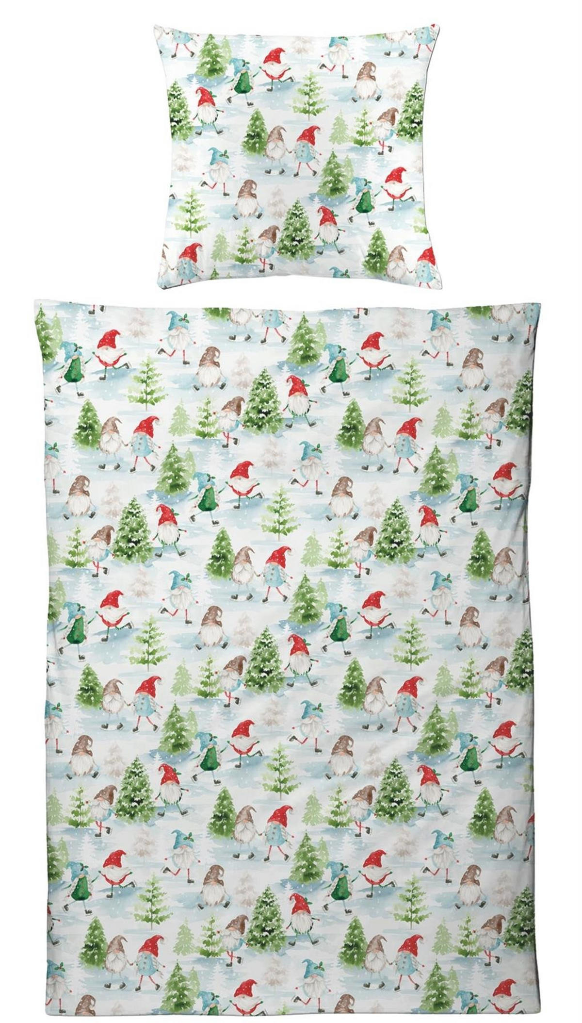 BETTWÄSCHE Biber 135x200 Wichtel Flanell Winter Bettbezug Weihnachten - Kuschelig warm - Multicolor, Textil (135/200cm) - Carpe Sonno