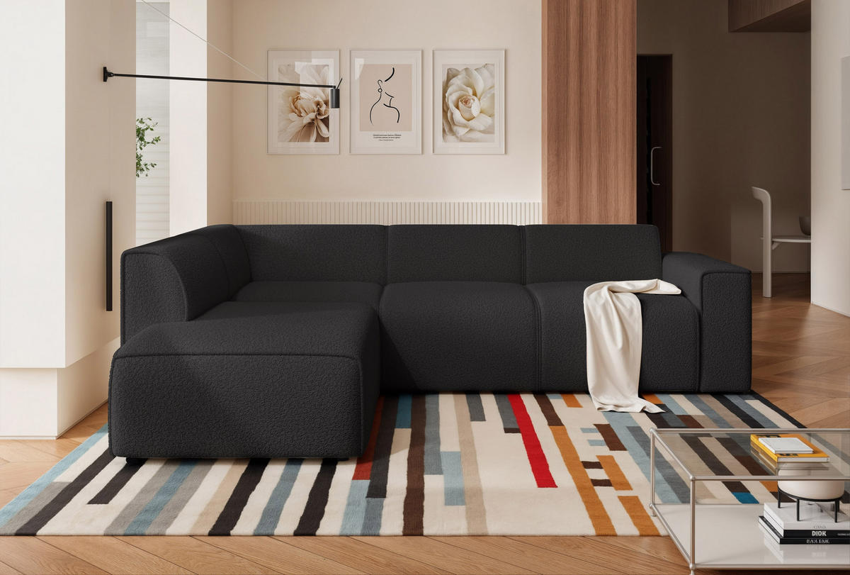 ECKSOFA ZAVO Feiner Mischstoff in Anthrazit - Anthrazit, Holzwerkstoff/Kunststoff (310/218cm) - Idohome