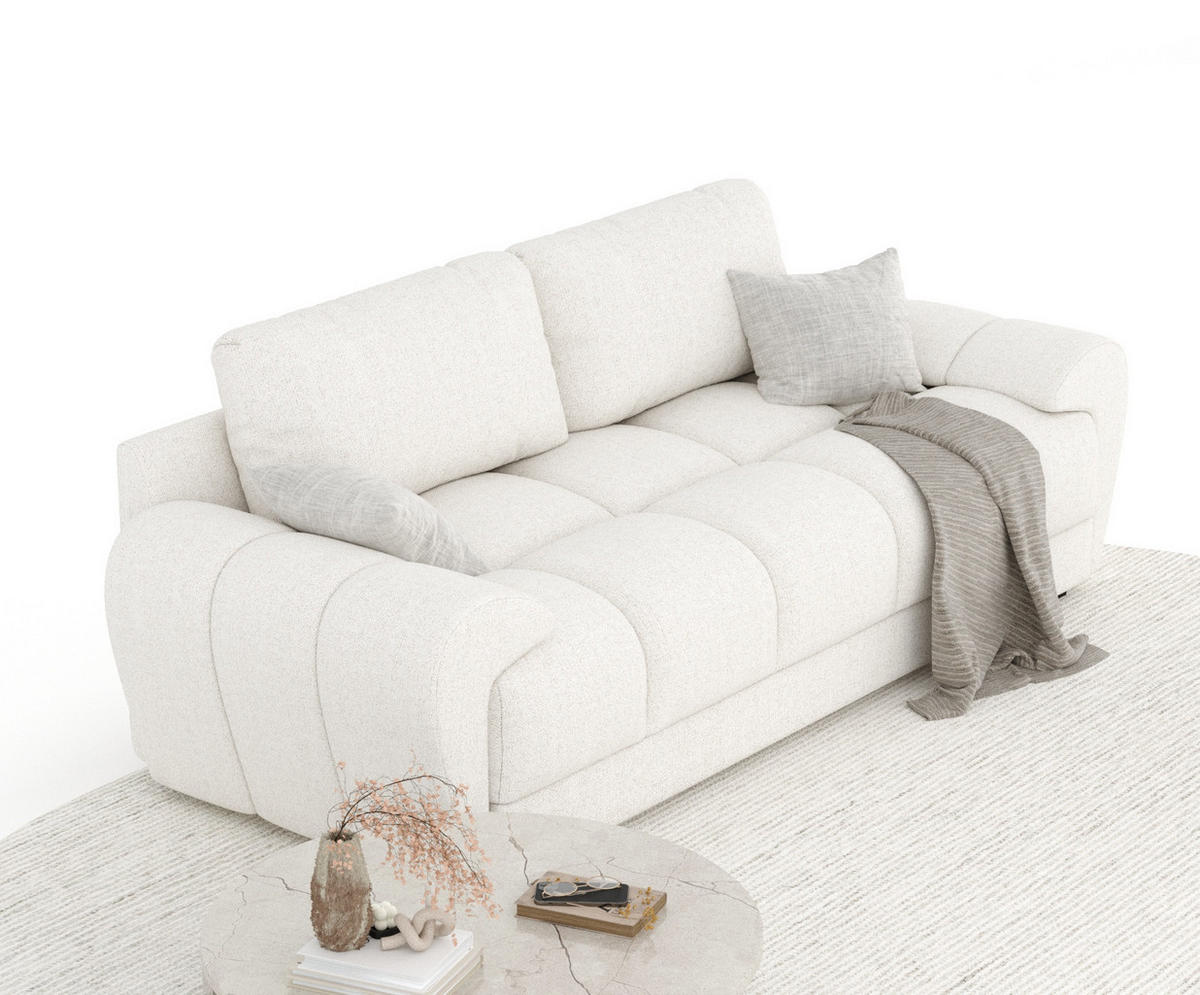 3-SITZER SOFA Peebles Creme Webstoff - Creme/Schwarz, Holz/Holzwerkstoff (244/90/101cm) - Maison de Reve