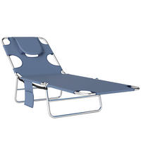 SONNENLIEGE klappbar, Seitentasche, Grau - Grau, Kunststoff (55/29/185cm) - Outsunny