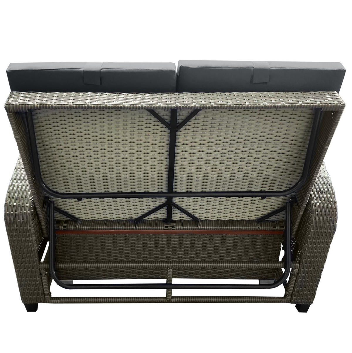 LOUNGESOFA aus Rattan & Stahl 120x74x95 cm in Grau mit Rückenlehne - Grau, Metall (74/95/120cm) - Modfu