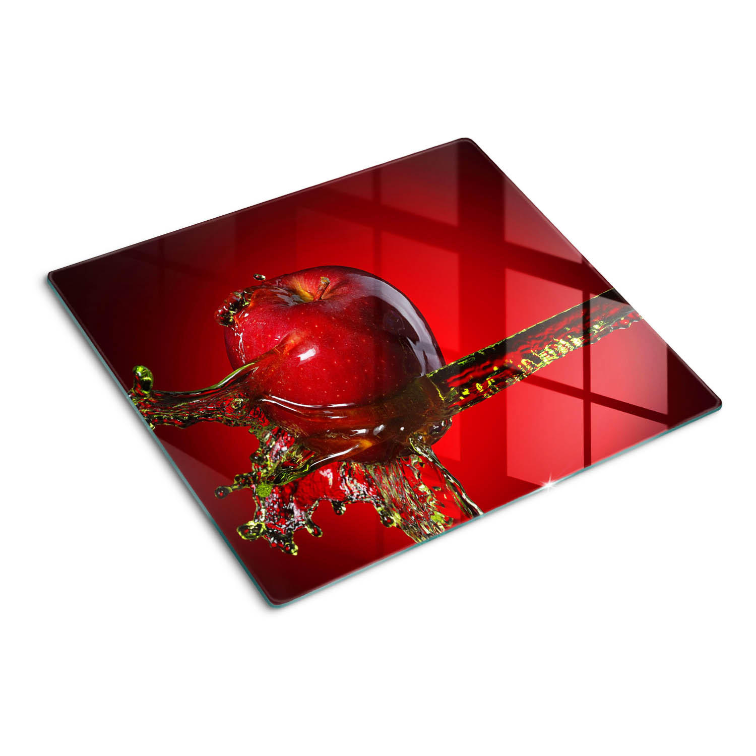 GLASPLATTE 60x52 cm Apfel und Wasser - Rot, Glas (60/0.4/52cm) - TULUP