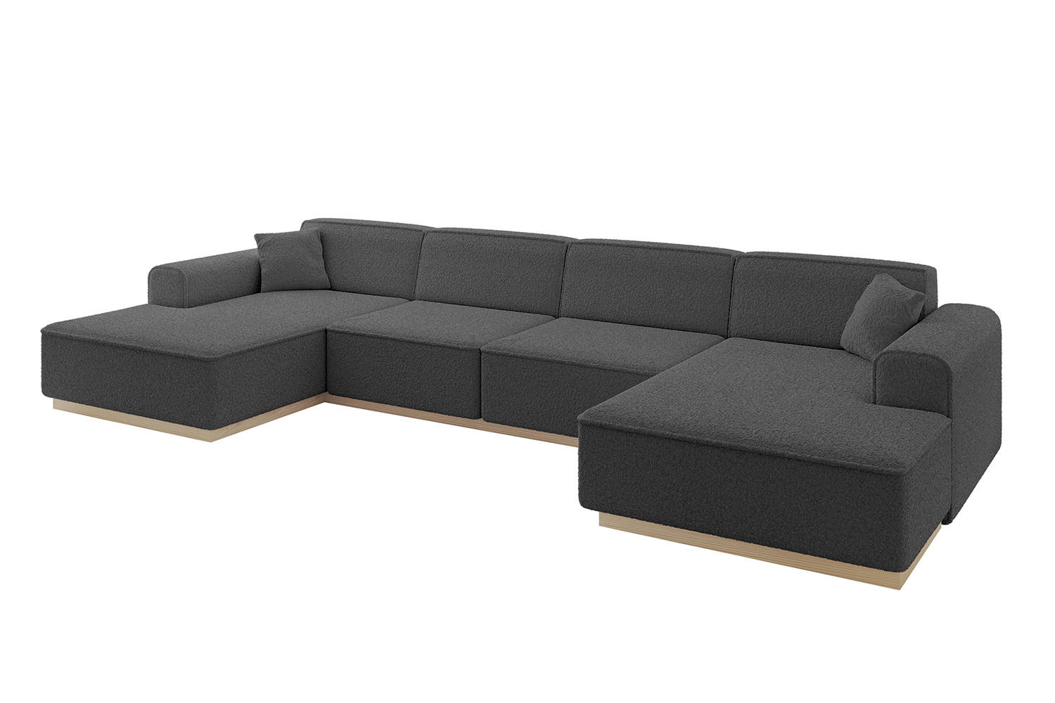 WOHNLANDSCHAFT IREA-U2 - 388x171x83 cm Grau - Anthrazit/Olivgrün, Holzwerkstoff/Textil (388/83/171cm) - ALTDECOR