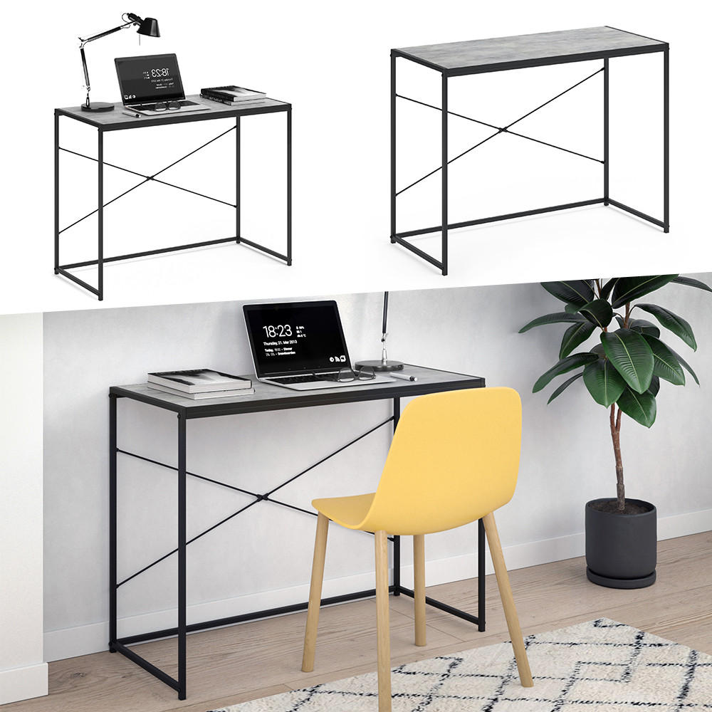 SCHREIBTISCH Fyrk Beton 100 x 45 cm - Schwarz/Grau, Holzwerkstoff (45/100/75cm) - Vicco