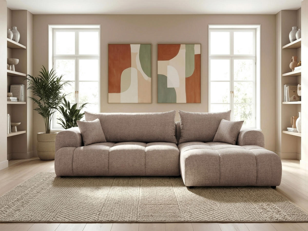 ECKSOFA MILANO mit Schlaffunktion und Bettkasten Grau-Braun - Graubraun, Holzwerkstoff/Kunststoff (250/90cm) - Idohome