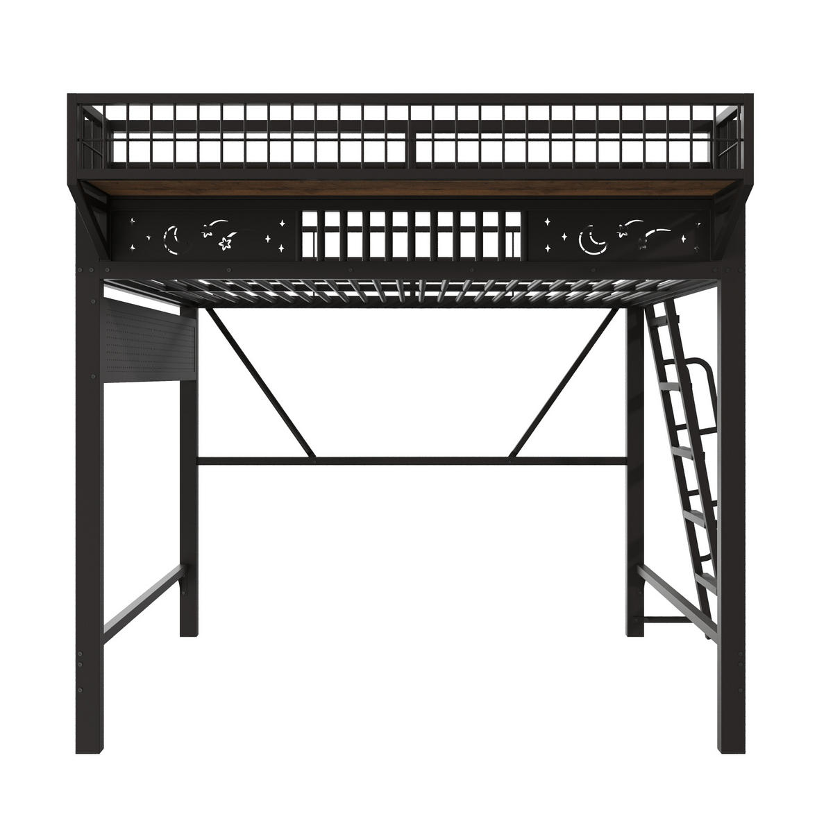 HOCHBETT aus Metall 140x200 cm Schwarz mit Staufächern und flexibel montierbarer Treppe - Schwarz, Metall (140/200cm) - Modfu