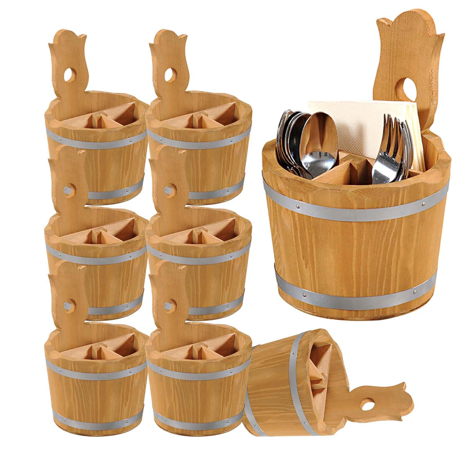 BESTECKBOX, 8 Stück, 3-fach Einteilung - Kiefer - Ø 14cm - Naturfarben, Holz (14/20/14cm) - Kesper