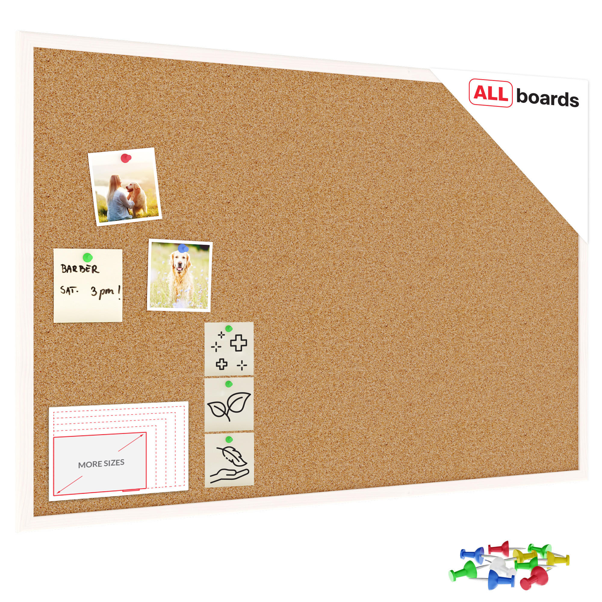 ALLboards Pinnwand Weiß 90x60x1.5 cm