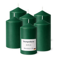 STUMPENKERZEN (6er Pack) Ø6cm x 10cm - Dunkelgrün - Dunkelgrün, Naturmaterialien (10cm) - HS Candle