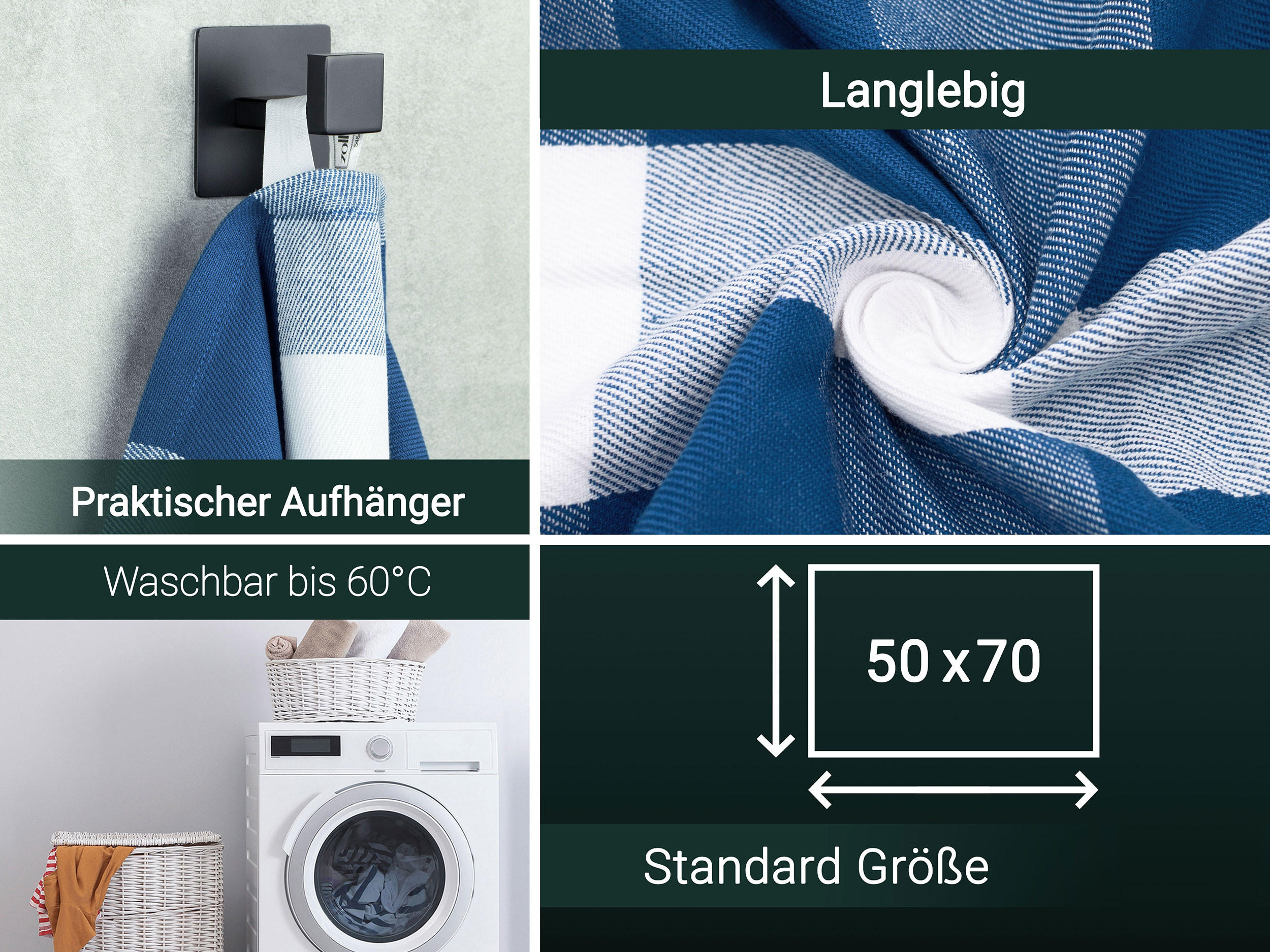 GESCHIRRTÜCHER, 5er-Set, 50x70 cm, 100% Baumwolle, Blau - Blau, Textil (50/70cm) - Zollner