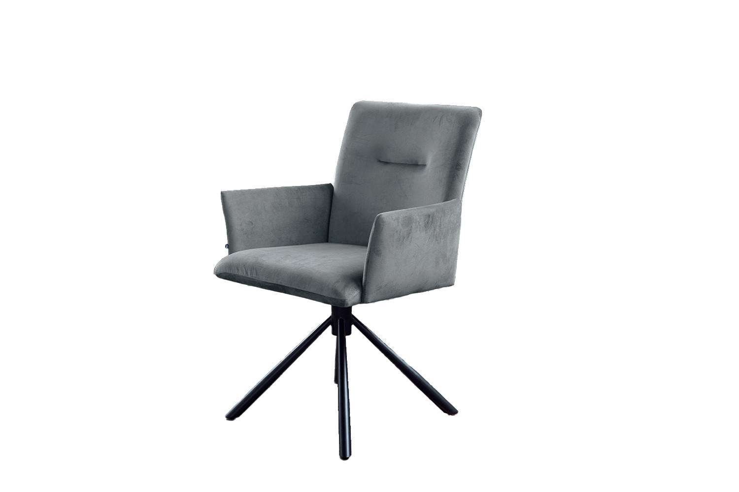 ESSZIMMERSTUHL KYRA Grau Velvet - Schwarz/Grau, Kunststoff/Textil (64/88/61cm) - KAWOLA