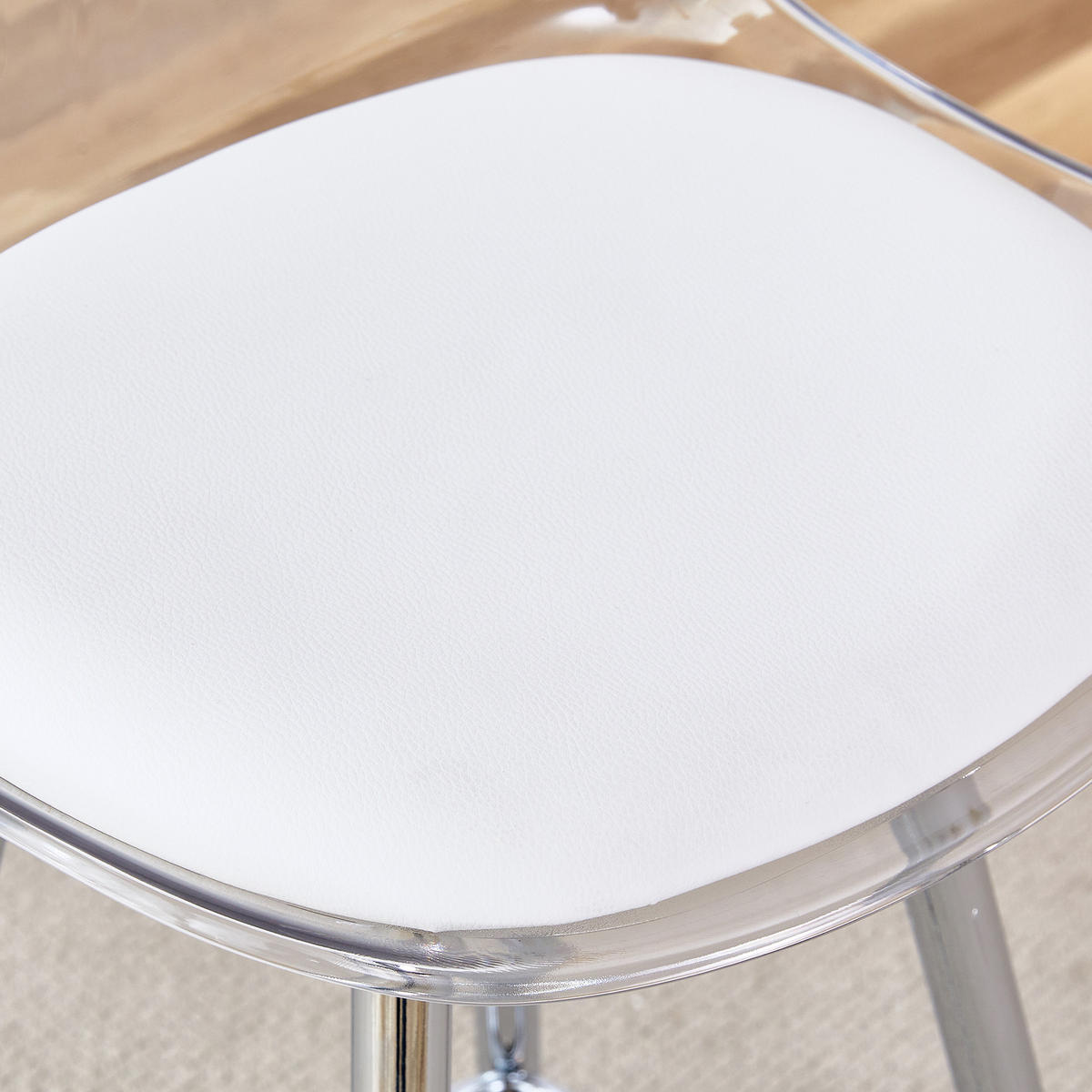 BARHOCKER 2er-Set Transparent mit Rückenlehne und silberfarbenem Metallgestell - Silberfarben, Metall (38/96.5/33cm) - PANGIVO