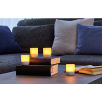 LED-AKKU-LOUNGE-LIGHTS - kabellos mit Touchsensor für Innen und Außen, RGBW Flackereffekt, 4er-Set - Weiß, Kunststoff (5/5/7cm) - Northpoint