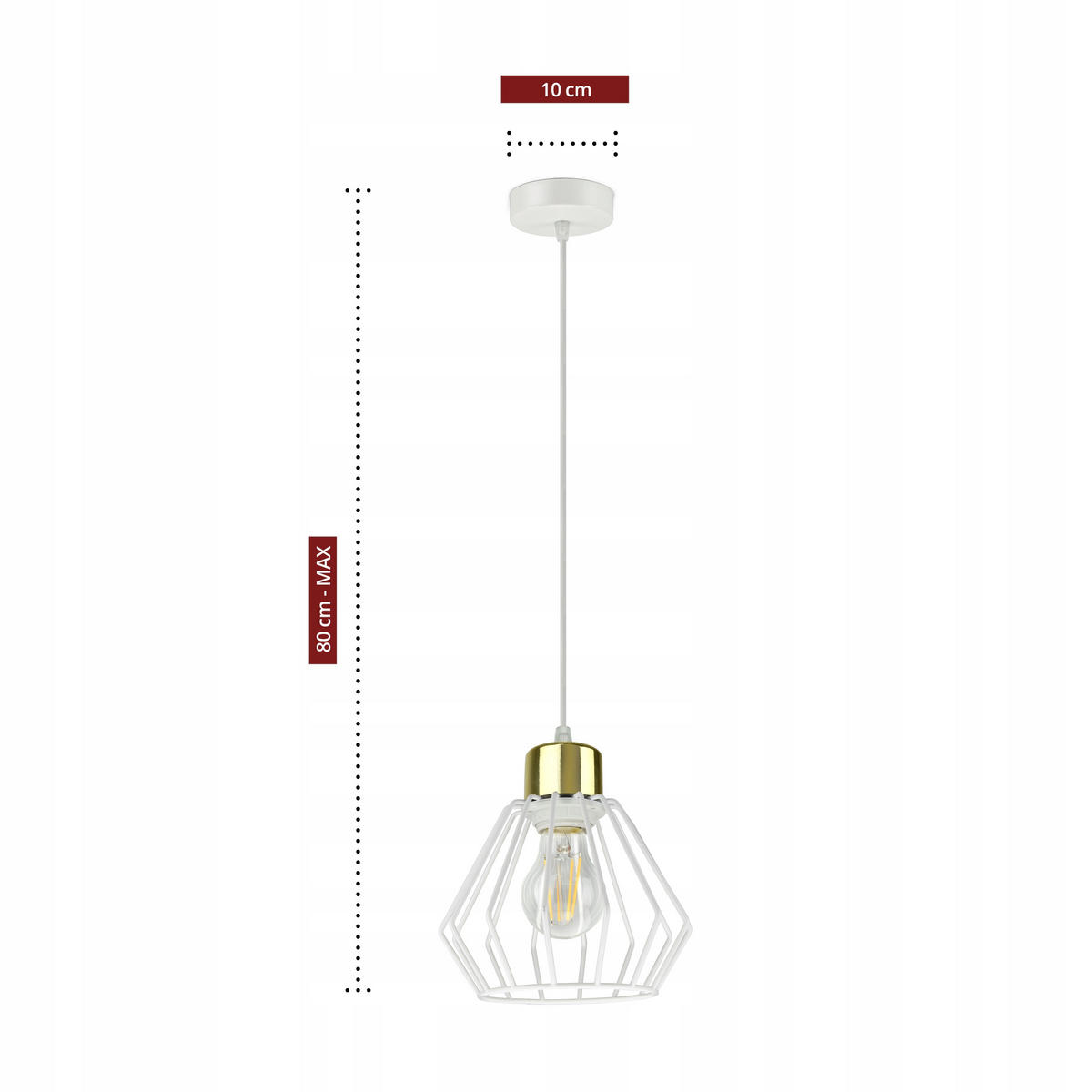 PENDELLEUCHTE LOFT - Goldfarben/Weiß, Metall (18/18/80cm) - kiki design