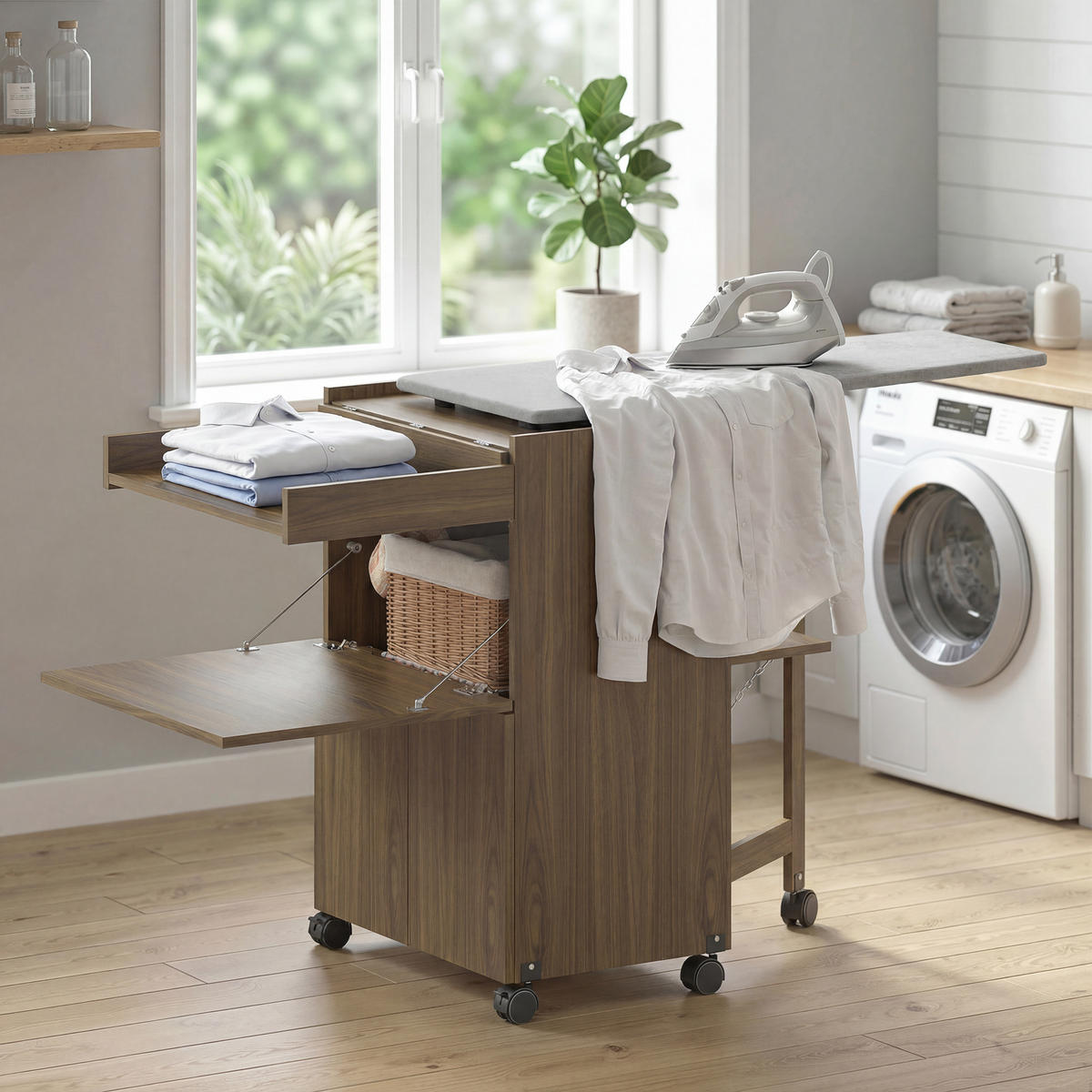 BÜGELBRETTSCHRANK Braun 1 Stück - Braun, Holzwerkstoff (55/87/154cm) - GiPP