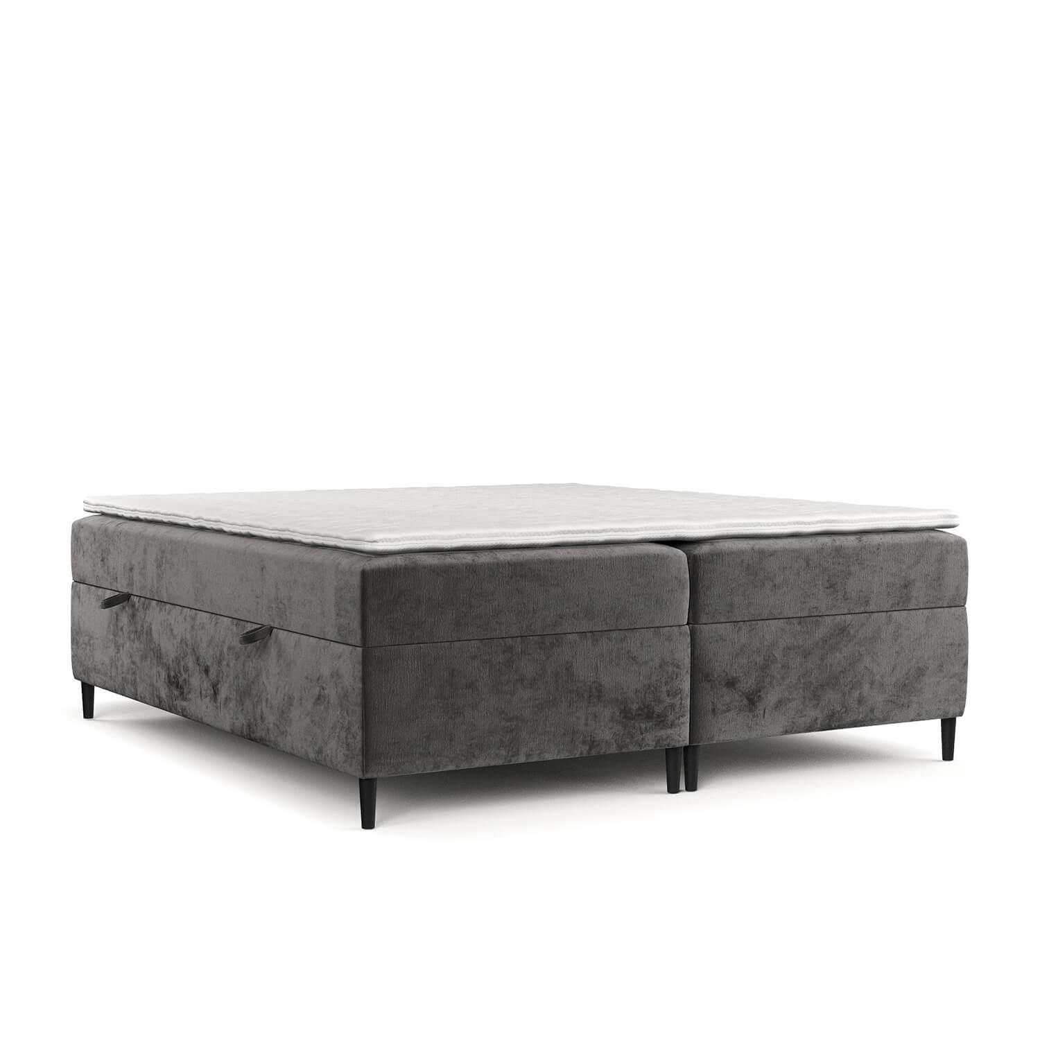 BOXBETT Theo 160/200 cm Stahl im Lotta Stoff - Schwarz/Graphitfarben, Holz/Holzwerkstoff (160/200cm) - AltaBeds