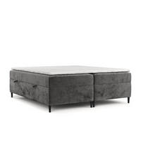 BOXBETT Theo 160/200 cm Stahl im Lotta Stoff - Schwarz/Graphitfarben, Holz/Holzwerkstoff (160/200cm) - AltaBeds