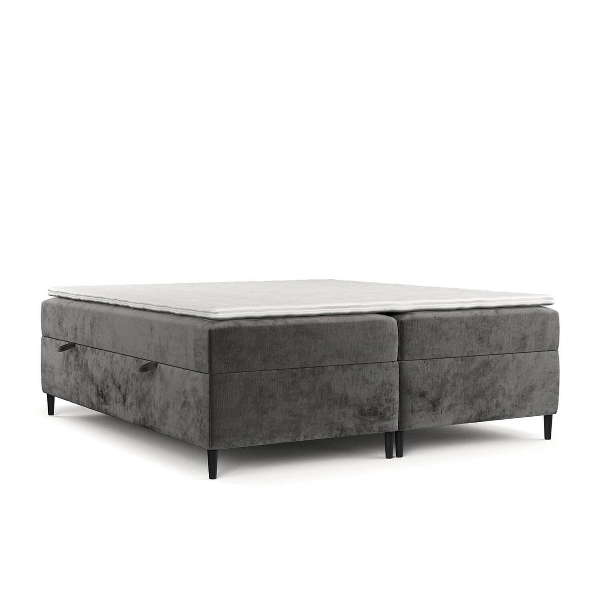 BOXBETT Theo 160/200 cm Stahl im Lotta Stoff - Schwarz/Graphitfarben, Holz/Holzwerkstoff (160/200cm) - AltaBeds