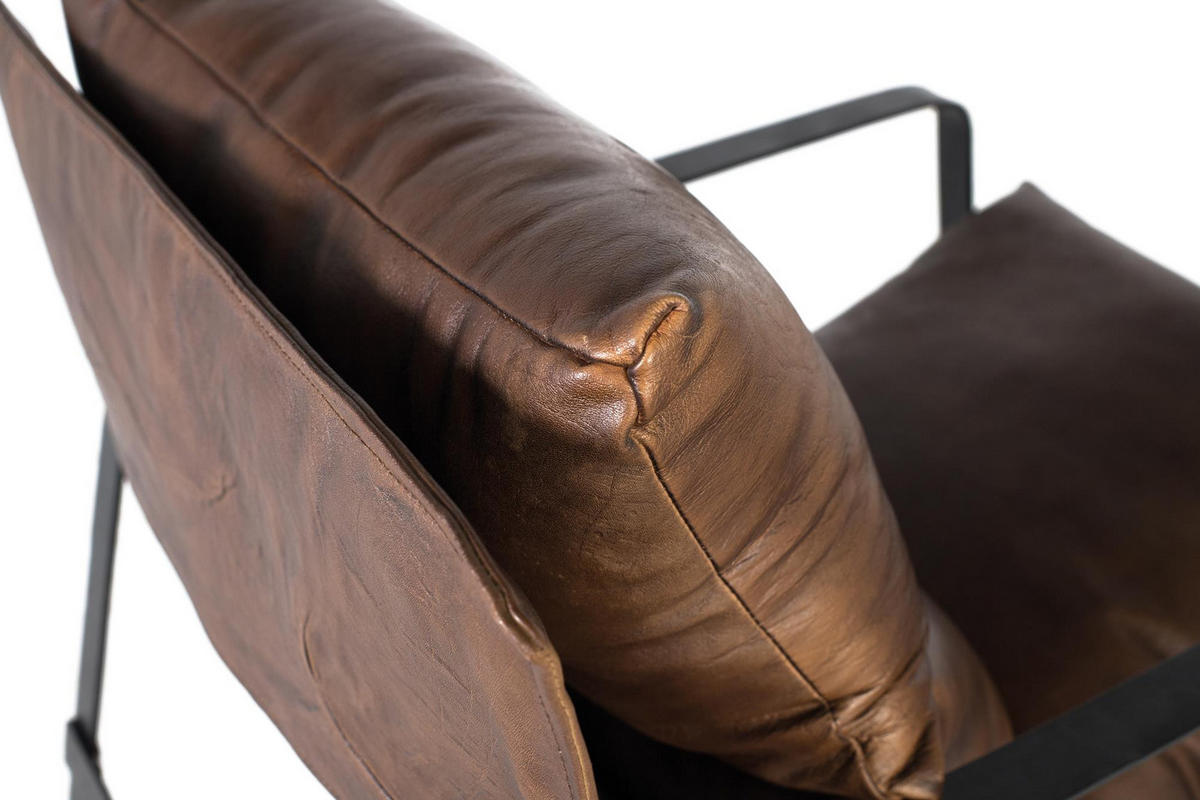 SESSEL aus Leder und Metall - Smaragdgrün, Fell (58/80/80cm) - Giner y Colomer