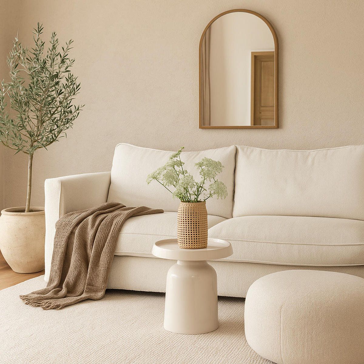 COUCHTISCH Abadi Beige 43/43/42 cm - Beige, Metall (43/43/42cm) - Atmosphera Createur d´interieur