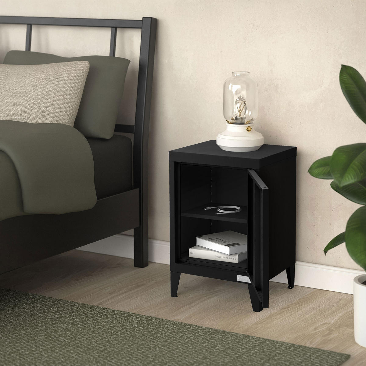 NACHTTISCH Schwarz 40x30x58 cm aus Stahl - Schwarz, Metall (40/58/30cm) - ML-DESIGN