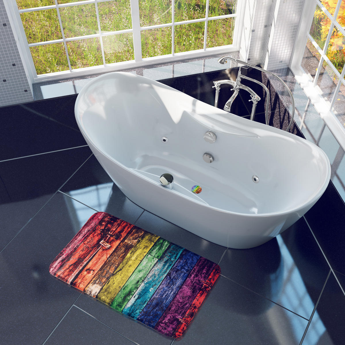 BADTEPPICH Rainbow 70 x 110 cm - Lila, Textil (70/110cm) - Sanilo