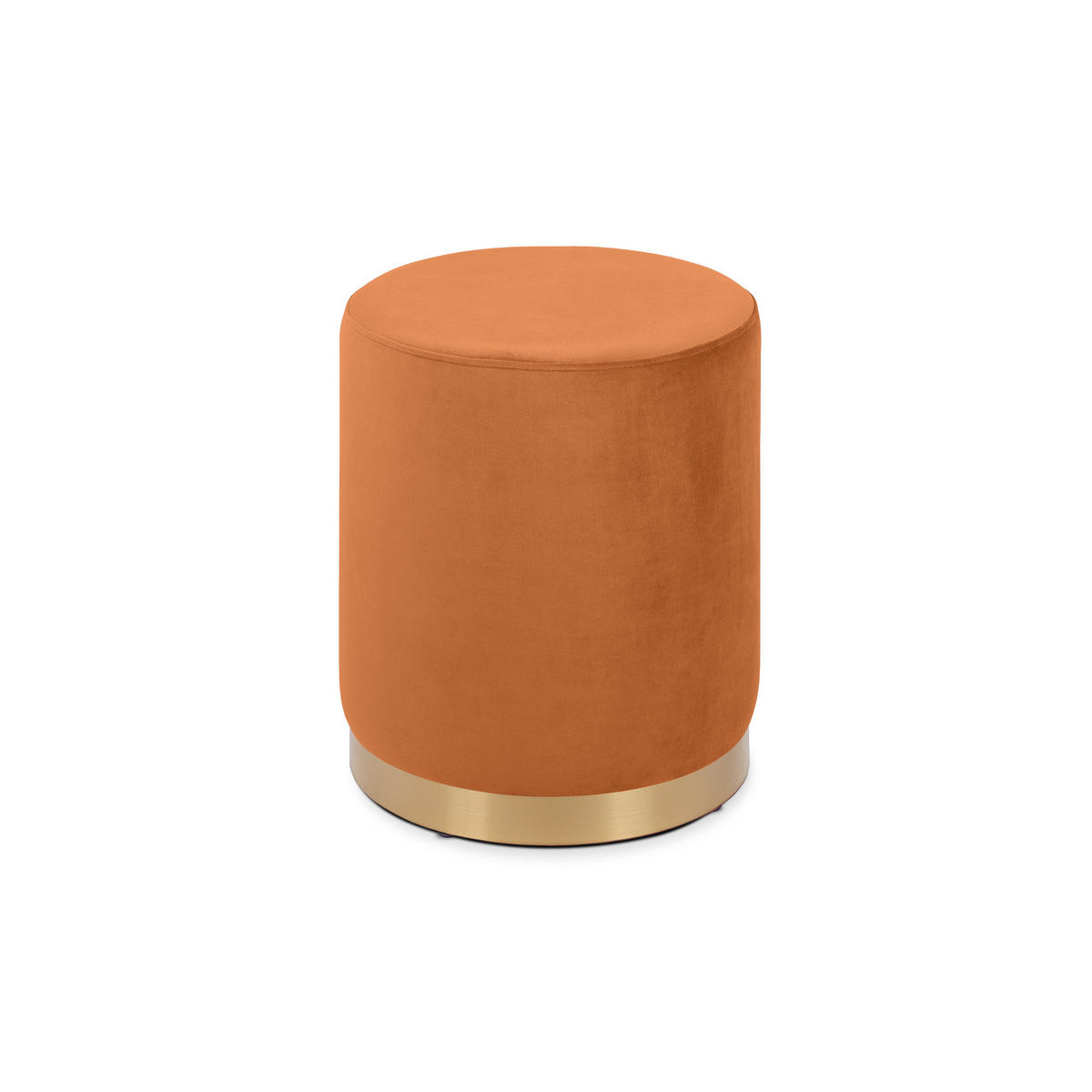 SITZPUFF Charlotte I Samt in gebranntem Orange und goldenem Metall - Dunkelorange, Holzwerkstoff/Textil (35/43/35cm) - Sicaan