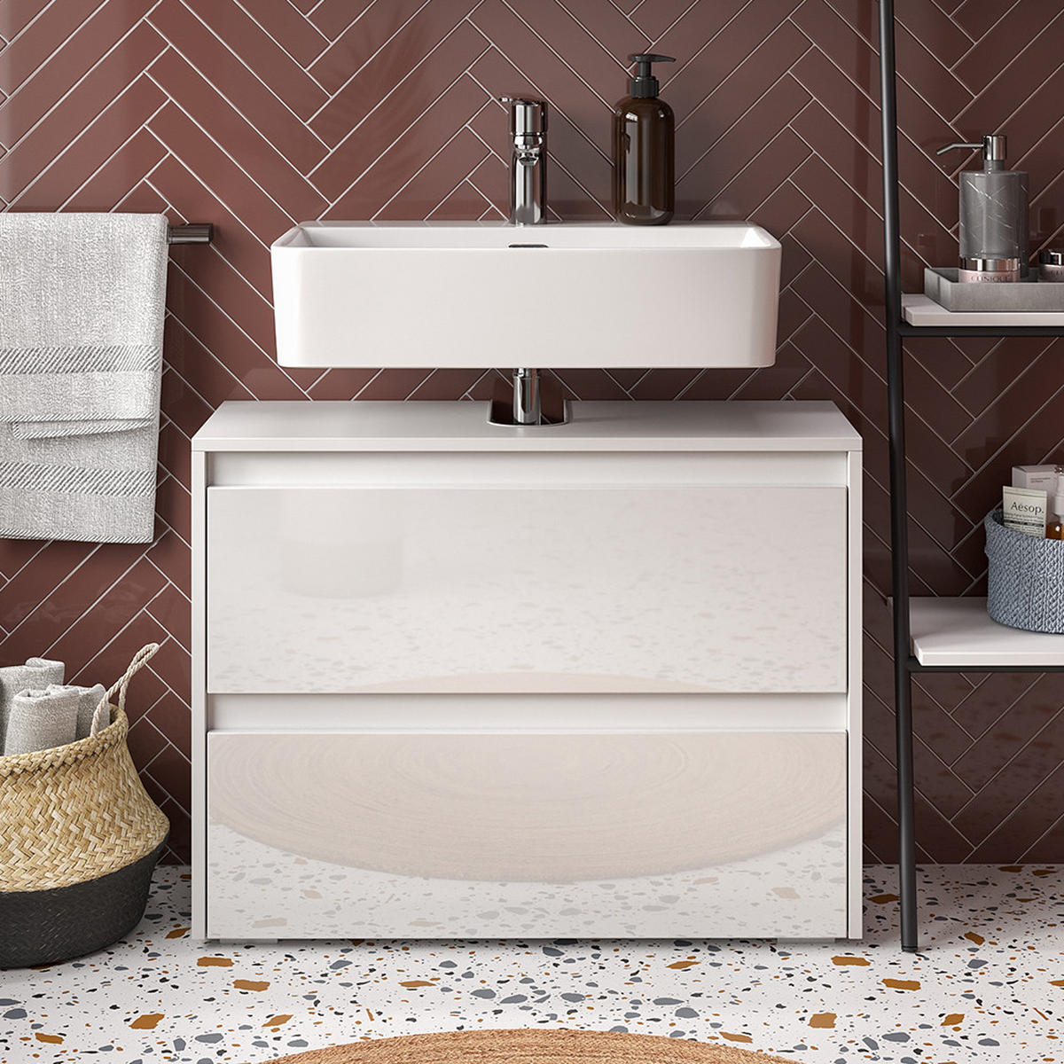 DOLNÍ SKŘÍŇKA POD DŘEZ Majest Bílá/bílý vysoký lesk - bílá/vysoce lesklá bílá, kompozitní dřevo (80.1/62/30.1cm) - Vicco