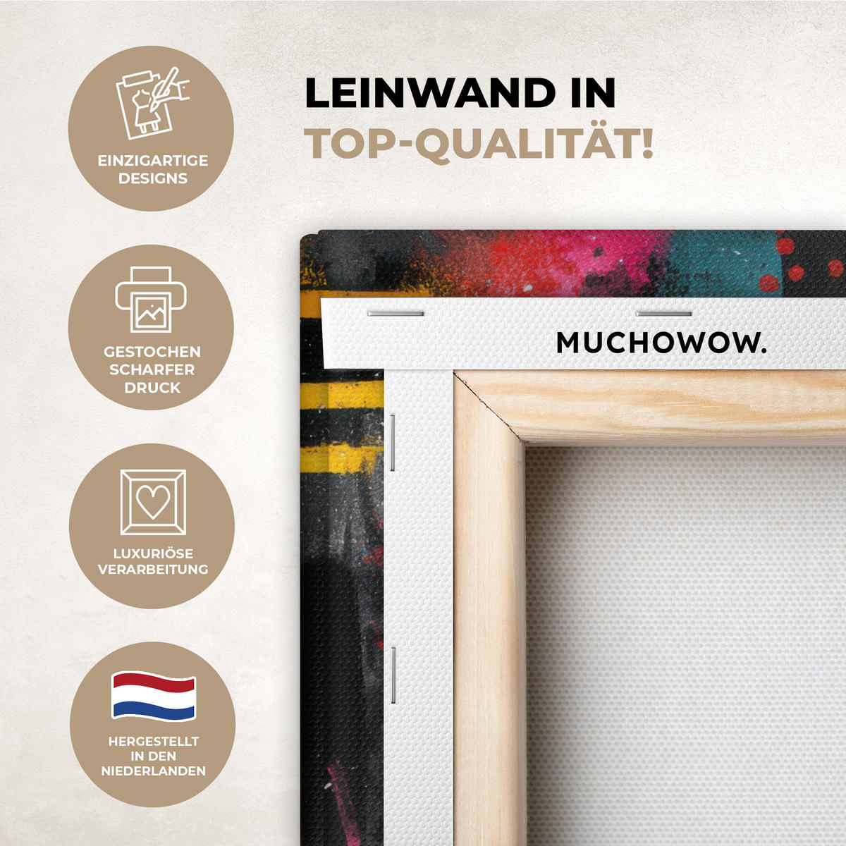 LEINWANDBILD Farbflächen - Formen - Bunt - Abstrakt Wandbild 40x30 cm - Pink, Textil (40/30cm) - MuchoWow