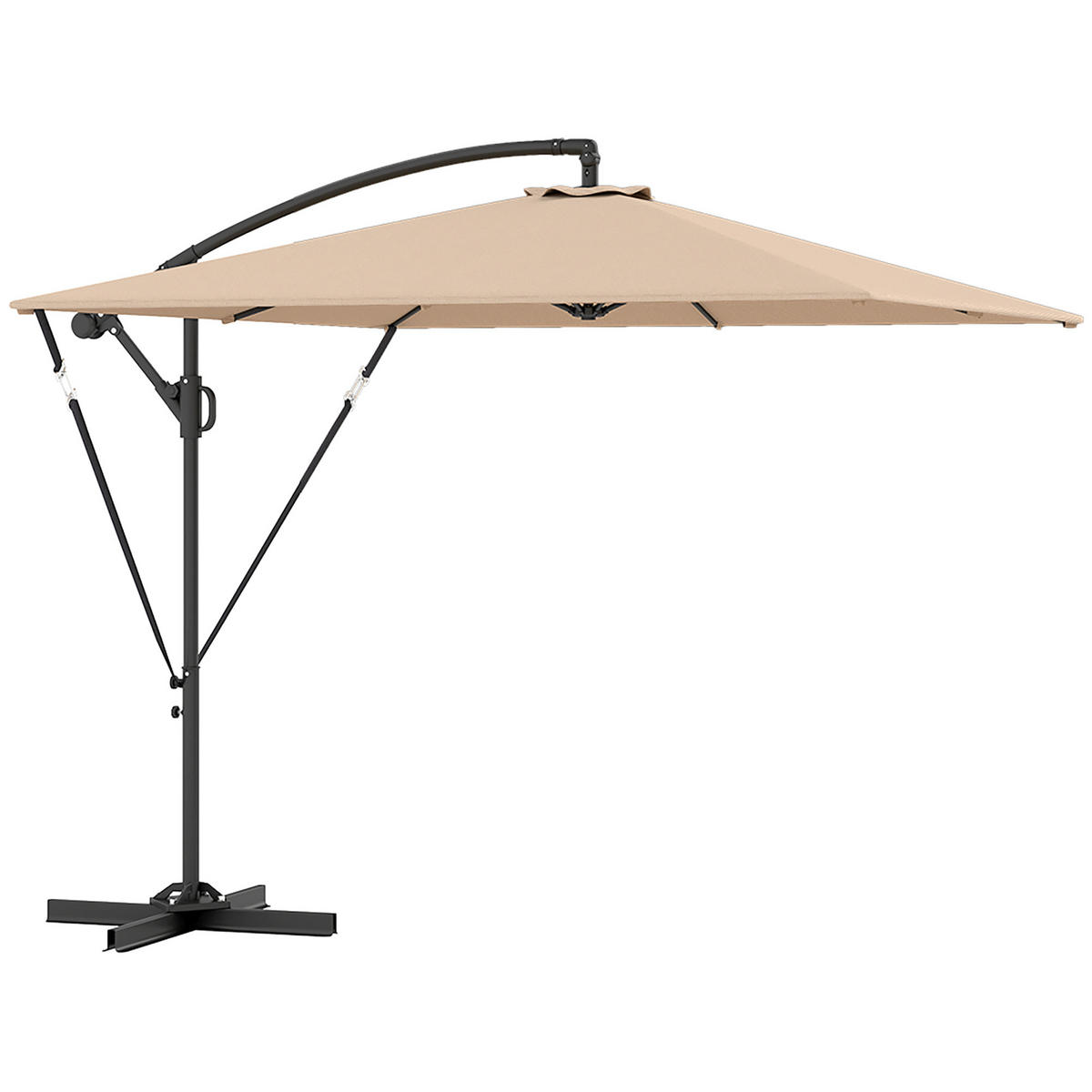 AMPELSCHIRM Ø260 cm mit UV-Schutz - Beige, Metall (250/295cm) - Outsunny