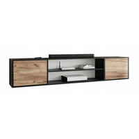 TV-LOWBOARD EDI 4 Schwarz / Craft Gold Eiche – 2-türig - Honigeiche/Schwarz, Holzwerkstoff (206.4/42/38.9cm)
