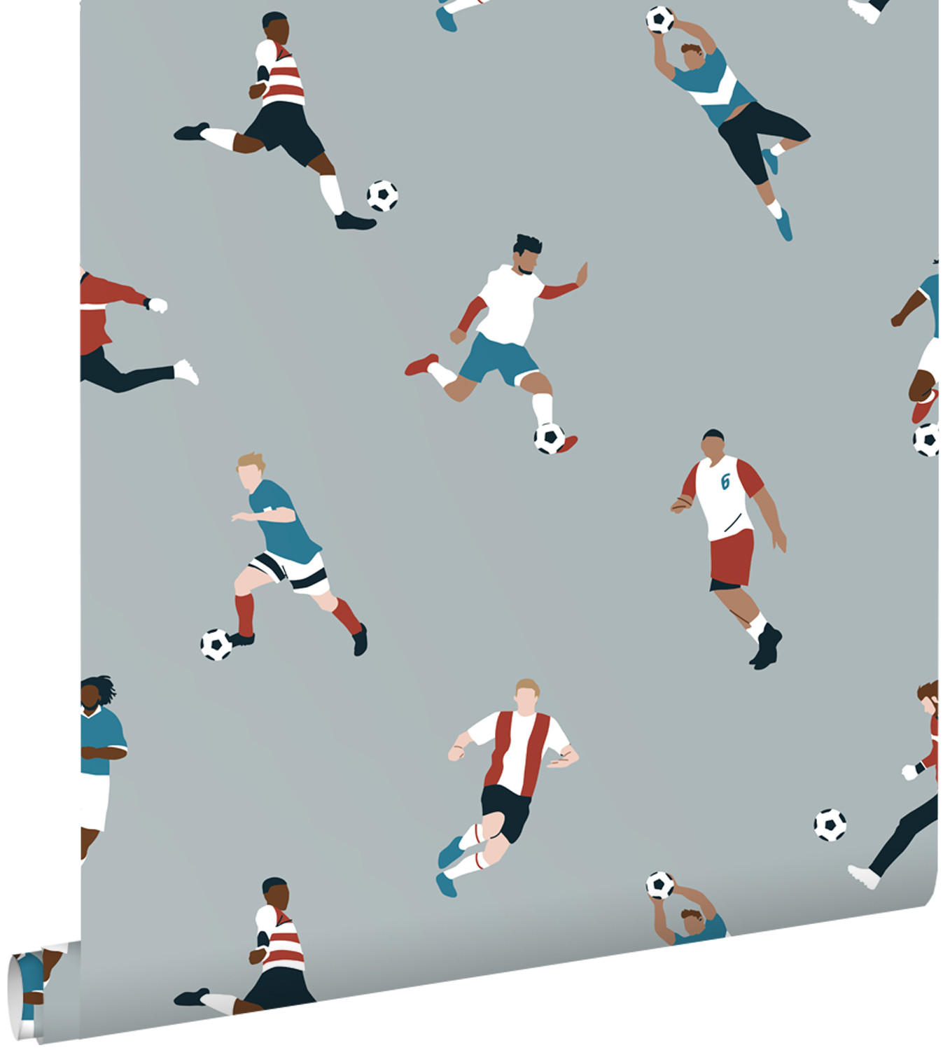 TAPETE Fußballspieler 50 x 900 cm - Blau, Papier (50/0.1cm) - ESTAhome