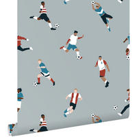 TAPETE Fußballspieler 50 x 900 cm - Blau, Papier (50/0.1cm) - ESTAhome