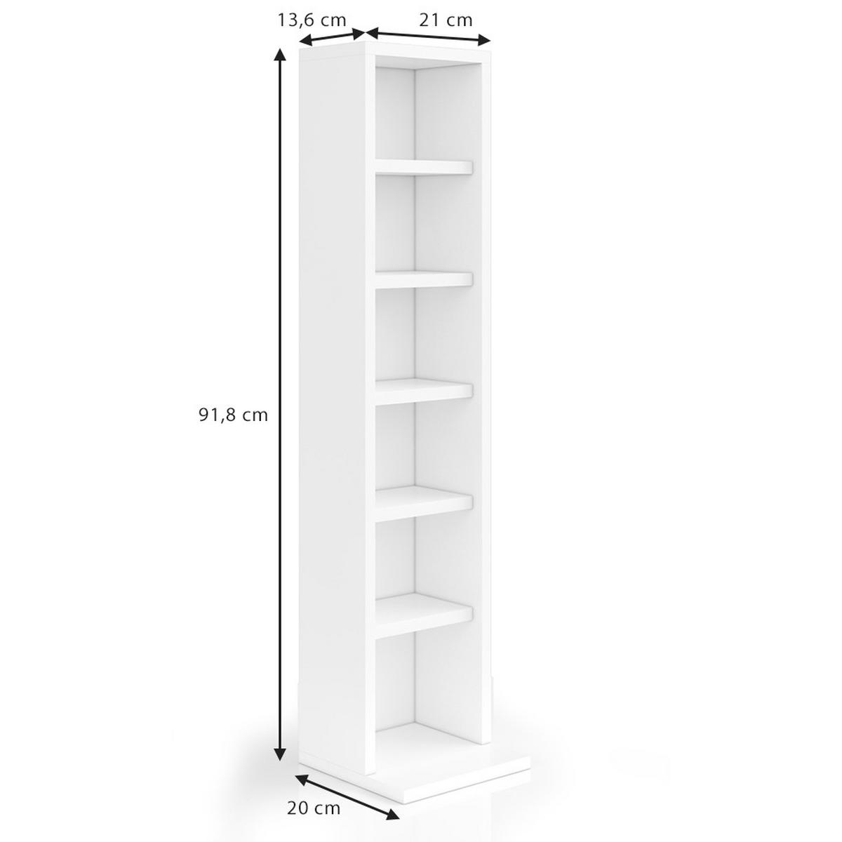 CD-REGAL Weiß 21 x 91.8 cm - Weiß, Holzwerkstoff (21/91.8/20cm) - Vicco