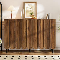SIDEBOARD 120x35x80 cm Wellentüren Holzoptik - Nussbaumfarben, Holz (120/80/35cm) - LEBENLANG