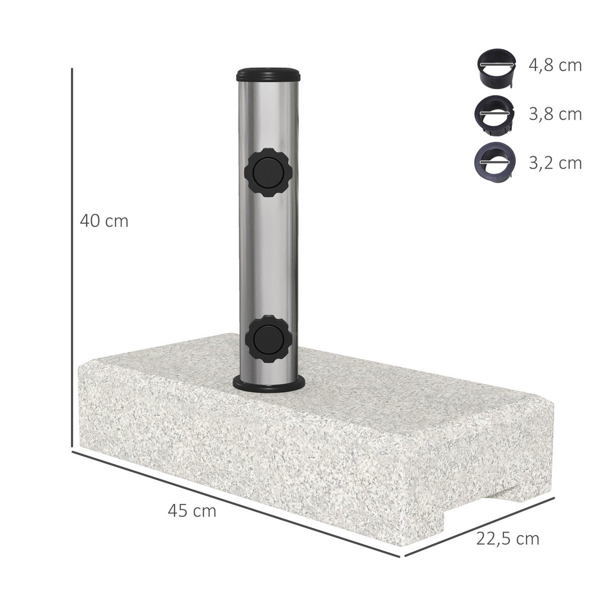 SONNENSCHIRMSTÄNDER 25 kg Granit grau - Grau, Metall (45/22.5cm) - LEBENLANG