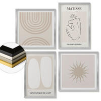 WANDBILDER 4er Set - 50x50 cm & 40x60 cm Silberner Rahmen - Stilvolle minimalistische Linien - Silberfarben, Kunststoff (50/50cm) - ArtPrintCave