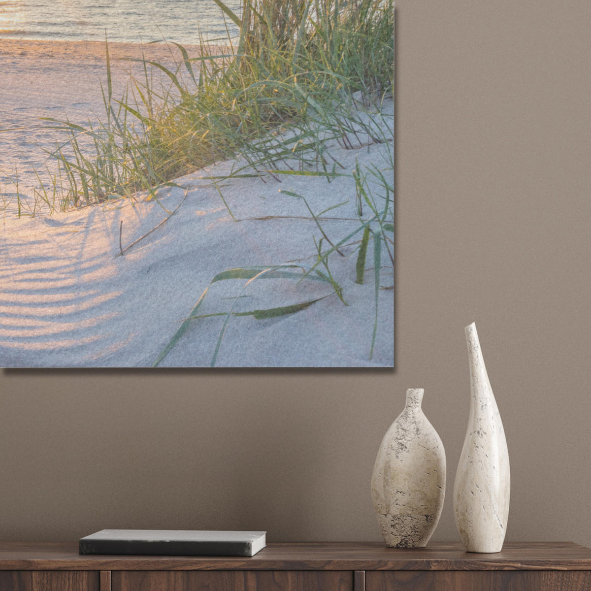 AKUSTIKPANEEL Strand - Sonne - Düne - Gras - Sand - Horizont 80x60 cm - Hellblau, Textil (80/0.9/60cm) - MuchoWow