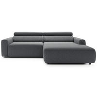 ECKSOFA Fando mit Schlaffunktion, L-Form, 4-Sitzer 252 cm, rechts Flechtstoff Grau - Schwarz/Grau, Holz/Kunststoff (182/252cm) - Selsey