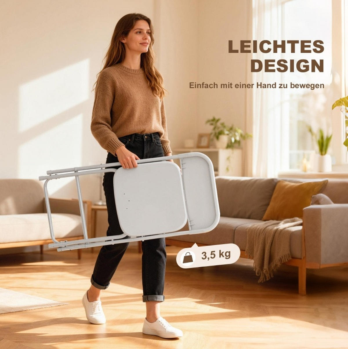 KLAPPSTÜHLE 6er-Set Weiß mit Stahlrahmen - Weiß, Kunststoff (45/79.5/49cm) - MIVRAY
