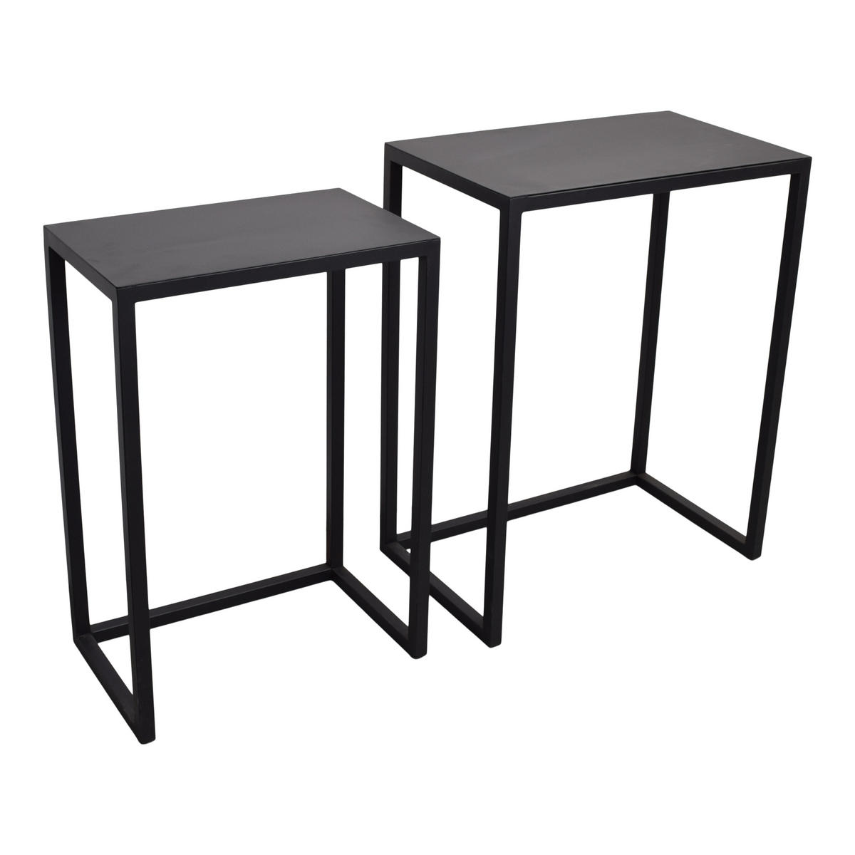 BEISTELLTISCH Brick Schwarz 2er-set - Schwarz, Metall (31/51/64cm) - LOFT42