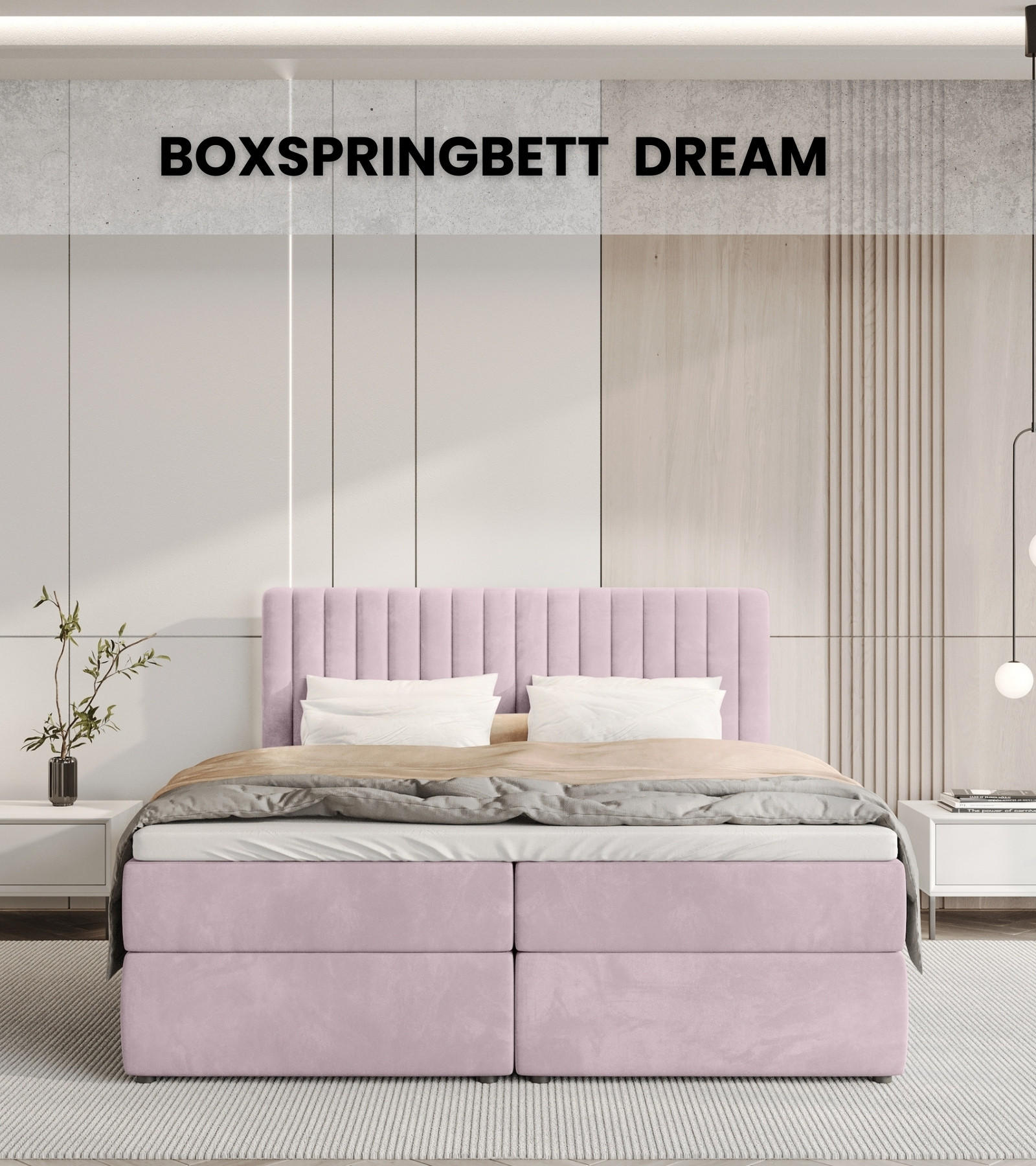 BOXBETT Dream mit Topper 160/200 Rosa - Rosa, Holzwerkstoff/Textil (160/200cm) - Bromarkt
