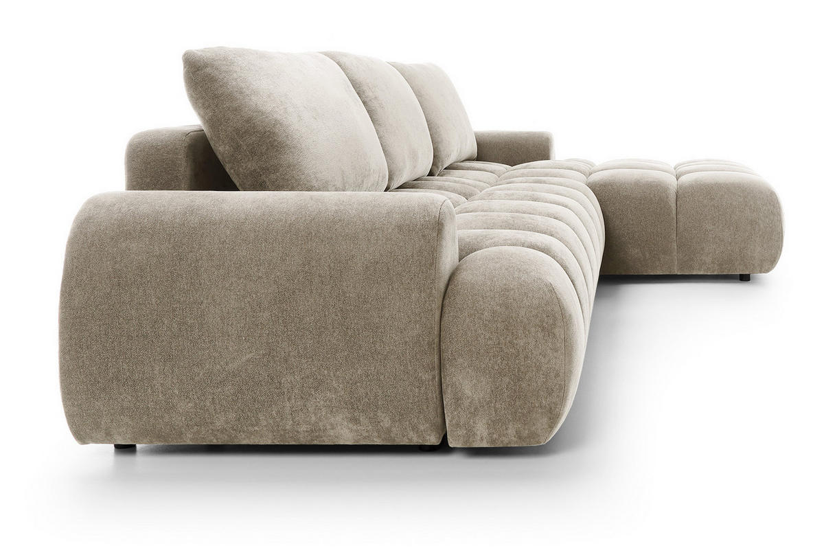 ECKSOFA 340 cm Valerio II, Schlaffunktion, Bettkasten, Rechts, Beige - Beige, Holz (177/340cm) - Emporius
