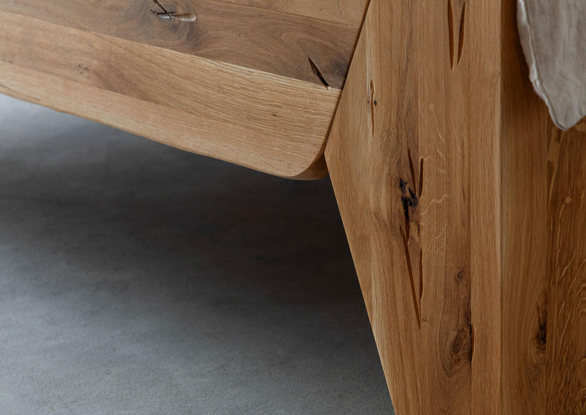 HOLZBETT Wildeiche 200x200 natur geölt PURE OAK #116 - Braun, Holz (200/200cm) - Massivmoebel24