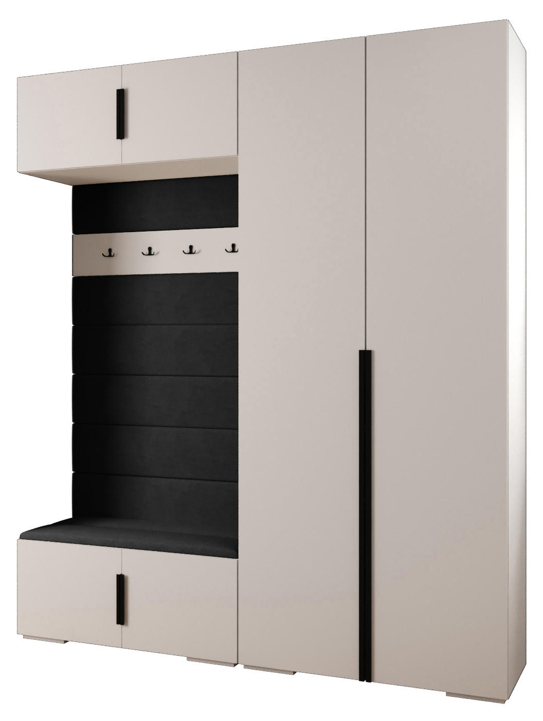 GARDEROBEN-SET 236,7/200/47 - Schwarz/Weiß, Holz/Kunststoff (200/236.7/47cm) - Abiks Möbel