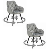 ESSZIMMERSTUHL 2-er Set LUKK360 silbergrauer Sitz, schwarze Beine - Silberfarben/Schwarz, Textil (56/84/61cm) - Valora