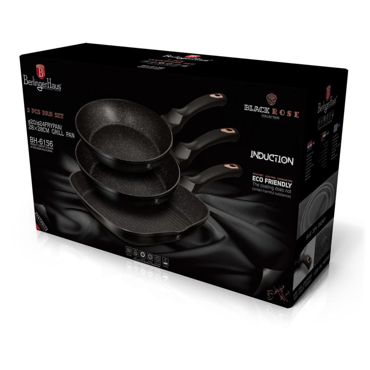 PFANNENSET Schwarz 28/28/5 cm BH6156 - Schwarz, Metall - Berlinger Haus
