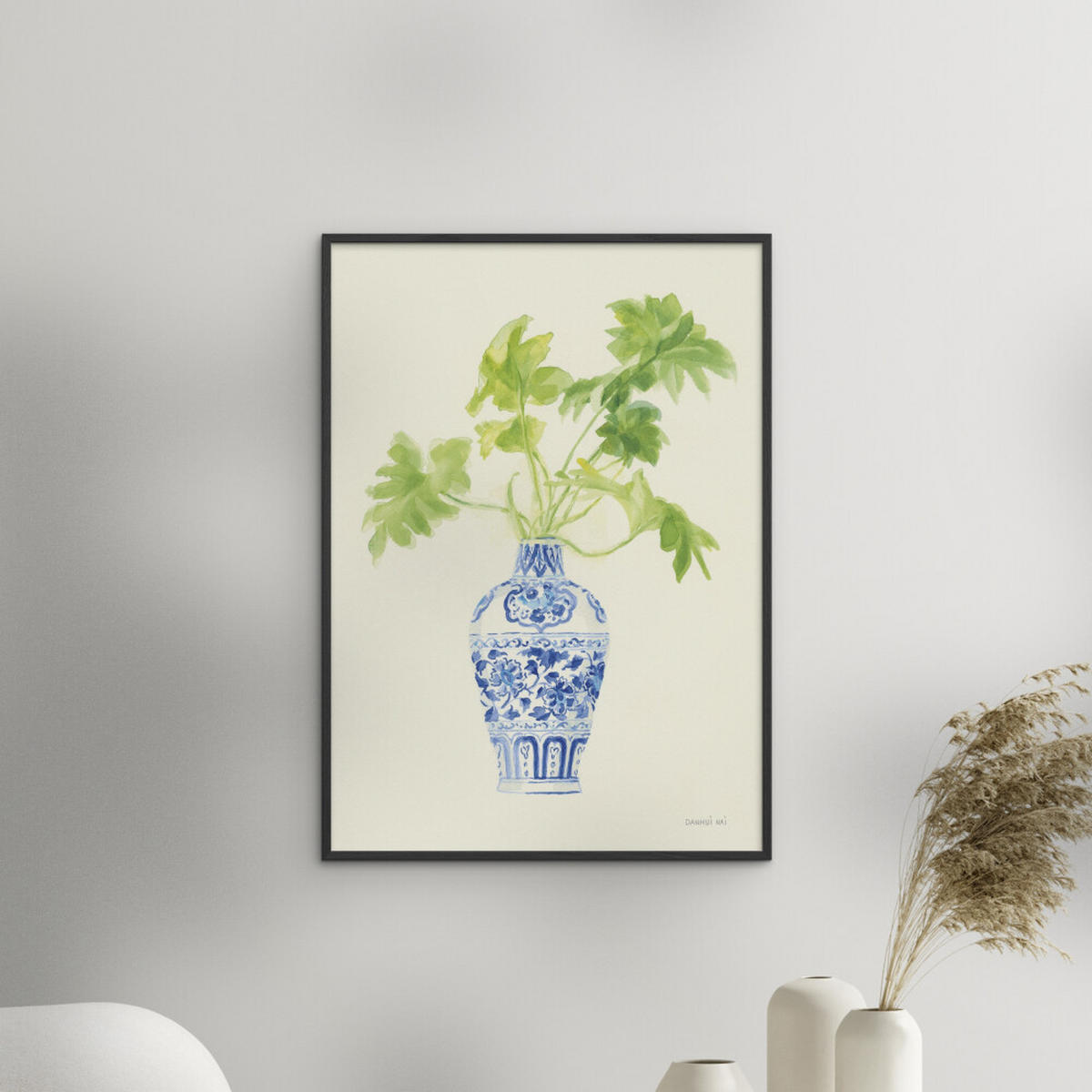 POSTER mit Rahmen Wild Apple - Palm Chinoiserie III - Schwarz/Grün, Holz/Papier (30/40cm) - Poster&Frame