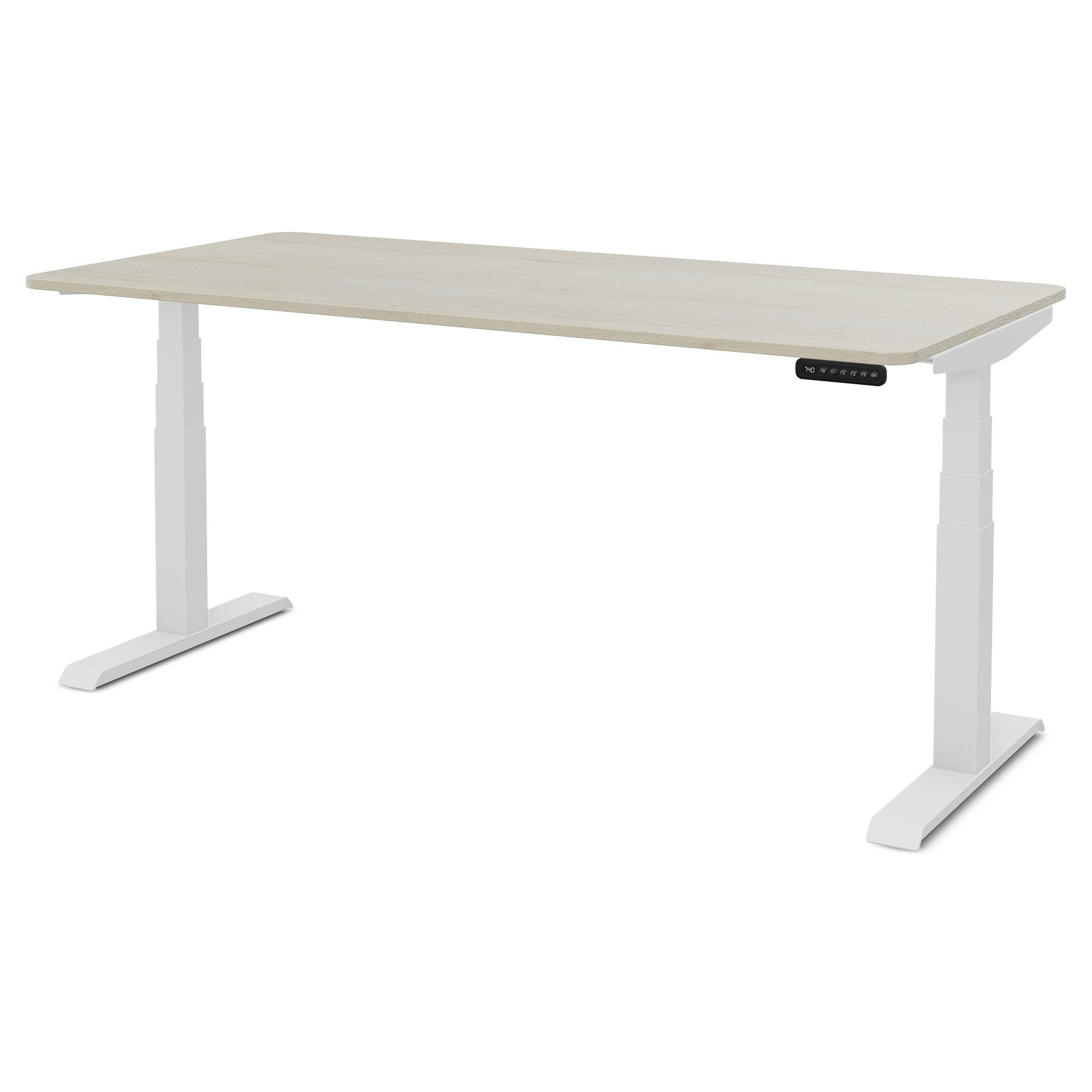 SCHREIBTISCH Elektrisch Höhenverstellbarer Familien Schreibtisch Pitino Curved Eiche Polar Signalweiß 160/80/52.5-121cm - Eiche Bianco/Weiß, Holzwerkstoff/Metall (80/160/121cm) - ASSMANN