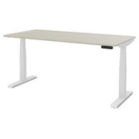SCHREIBTISCH Elektrisch Höhenverstellbarer Familien Schreibtisch Pitino Curved Eiche Polar Signalweiß 160/70/52.5-121cm - Eiche Bianco/Weiß, Holzwerkstoff/Metall (70/160/121cm) - ASSMANN